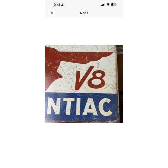 Pontiac V8 classic logo General Motors Tin Sign wall decor 12.5 x 16 Made in USA - Picture 4 of 7